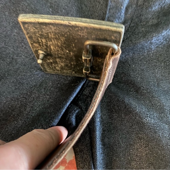 Vintage Brown & Black & Steel, Studded Belt ! Square Buckle ! A UNIQUE BELT ❤️ - Picture 12 of 16